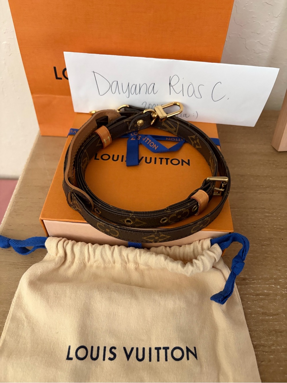Louis Vuitton Monogram Adjustable Leather Belt in Brown with Gold Hardware